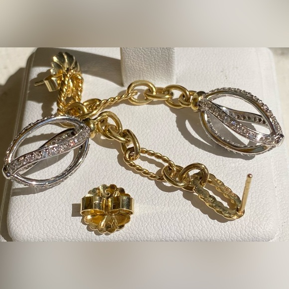 DAVID YURMAN Rare 18K Diamond Lantana Figaro Chain Earrings 💎💎💎 - Picture 12 of 13